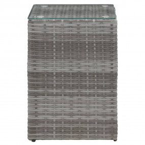 Side Table with Glass Top Gray 13.8"x13.8"x20.5" Poly R...