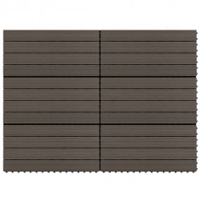 Decking Tiles 6 pcs WPC 23.6"x11.8" 11.6 ft Dark Brown