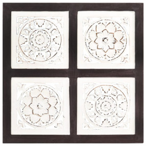 Hand-Carved Wall Panel MDF 15.7"x15.7"x0.6" Brown and W...