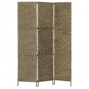 3-Panel Room Divider Brown 45.7"x63"  Water Hyacinth
