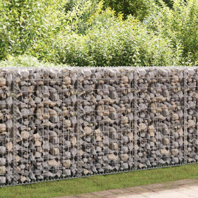 Gabion Wall with Covers Galvanized Steel 354"x19.7"x39....