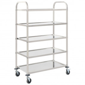 5-Tier Kitchen Trolley 42.1"x21.7"x57.9" Stainless Stee...