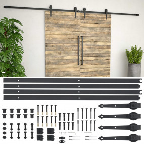 Sliding Door Hardware Kit 0.8"x72" Steel Black