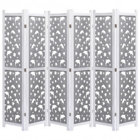 6-Panel Room Divider Gray 82.7"x65" Solid Wood