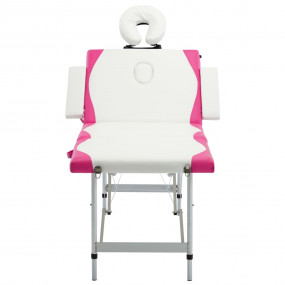 4-Zone Foldable Massage Table Aluminum White and Pink