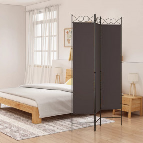 3-Panel Room Divider Brown 47.2"x78.7" Fabric