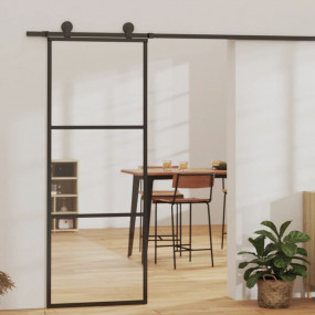 Sliding Door ESG Glass and Aluminum 29.9"x80.7" Black