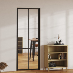 Interior Door ESG Glass and Aluminum 29.9"x79.3" Black