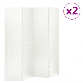 4-Panel Room Dividers 2 pcs White 63"x70.9" Steel