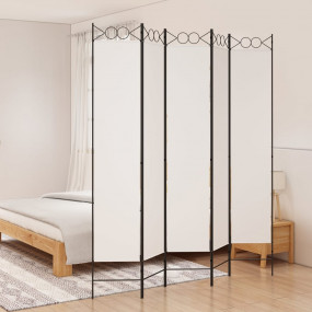5-Panel Room Divider White 78.7"x86.6" Fabric