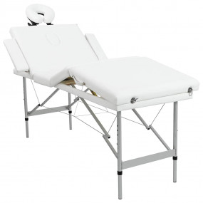 Creme White Foldable Massage Table 4 Zones with Aluminu...