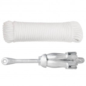 Folding Anchor with Rope Silver 17.6 lb Hot Dip Galvani...