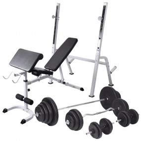 Workout Bench with Weight Rack, Barbell and Dumbbell Se...