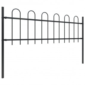 Garden Fence with Hoop Top Steel 22.3' Black