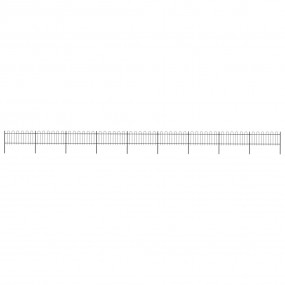 Garden Fence with Hoop Top Steel 50.2' Black