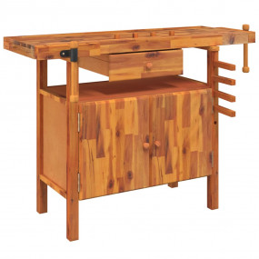 Workbench with Drawer and Vices 48.8"x20.5"x32.7" Solid...