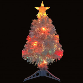 Artificial Pre-lit Christmas Tree White 2 ft Fiber Opti...
