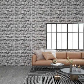 3D Wall Panels with Dark Gray Brick Design 10 pcs EPS
