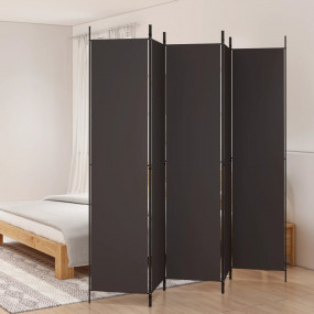 5-Panel Room Divider Brown 98.4"x86.6" Fabric
