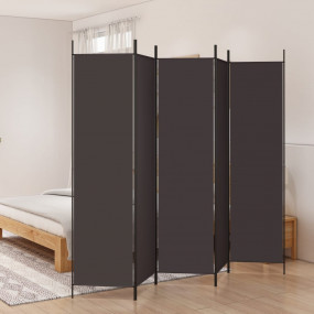 5-Panel Room Divider Brown 98.4"x78.7" Fabric