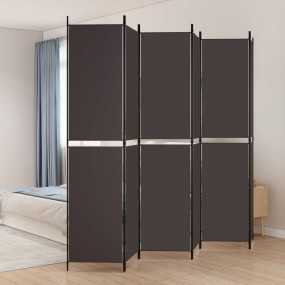 6-Panel Room Divider Brown 118.1"x86.6" Fabric