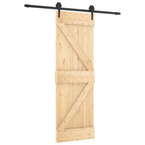 Sliding Door with Hardware Set 27.6"x82.7" Solid Wood P...