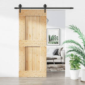 Sliding Door with Hardware Set 33.5"x82.7" Solid Wood P...