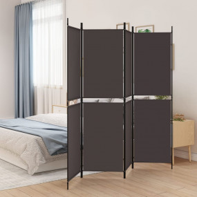 4-Panel Room Divider Brown 78.7"x70.9" Fabric