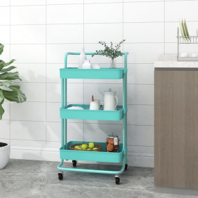 3-Tier Kitchen Trolley Turquoise 16.5"x13.8"x33.5" Iron...