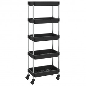 5-Tier Kitchen Trolley Black 16.5"x11.4"x50.4" Iron and...