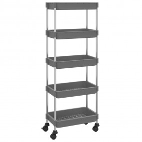 5-Tier Kitchen Trolley Gray 16.5"x11.4"x50.4" Iron and ...