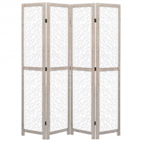 4-Panel Room Divider White 55.1"x65" Solid Wood