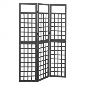 3-Panel Room Divider/Trellis Solid Fir Wood Black 47.6"...
