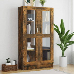 Vitrine Cabinet Smoked Oak 32.5"x12"x59.1" Engineered W...