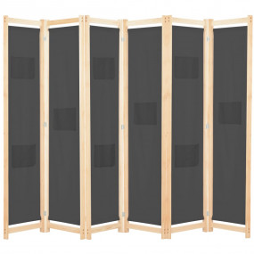 6-Panel Room Divider Gray 94.5"x66.9"x1.6" Fabric