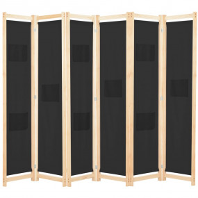 6-Panel Room Divider Black 94.5"x66.9"x1.6" Fabric