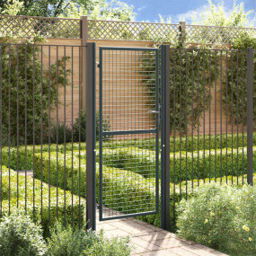 Mesh Garden Gate Galvanized Steel 39.4"x98.4" Gray