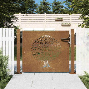 Garden Gate 41.3"x31.5" Corten Steel Tree Design