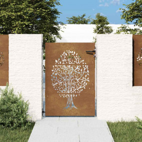 Garden Gate 33.5"x59.1" Corten Steel Tree Design