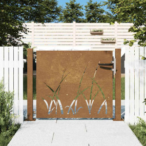 Garden Gate 41.3"x31.5" Corten Steel Grass Design