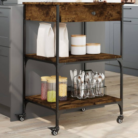 Kitchen Trolley Smoked Oak 23.6"x18.9"x35.2" Engineered...