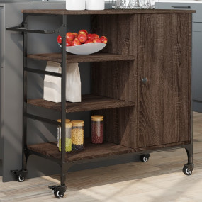 Kitchen Trolley Brown Oak 34.4"x15.2"x33.3" Engineered ...