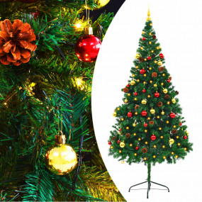 Artificial Pre-lit Christmas Tree with Baubles Green 7 ...