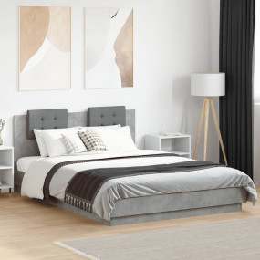 Bed Frame without Mattress Concrete Gray 55.1"x78.7"
