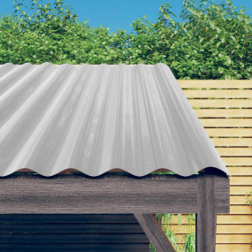 Roof Panels 12 pcs Powder-coated Steel Silver 39.4"x14....