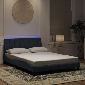 Bed Frame with LED without Mattress Dark Gray 53.9"x74....