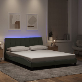 Bed Frame with LED without Mattress Light Gray 59.8"x79...