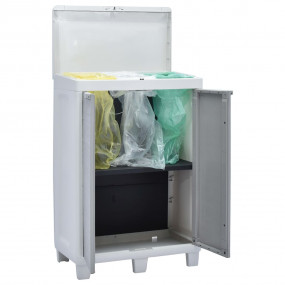 Garden Dustbin with 3 Bags Light Gray 25.6"x15"x40.2"