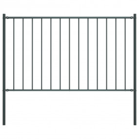 Fence Panel with Posts Powder-coated Steel 5.6'x3.3' An...