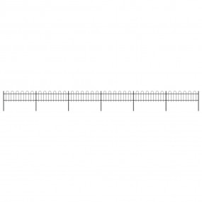 Garden Fence with Hoop Top Steel 33.5ft Black
